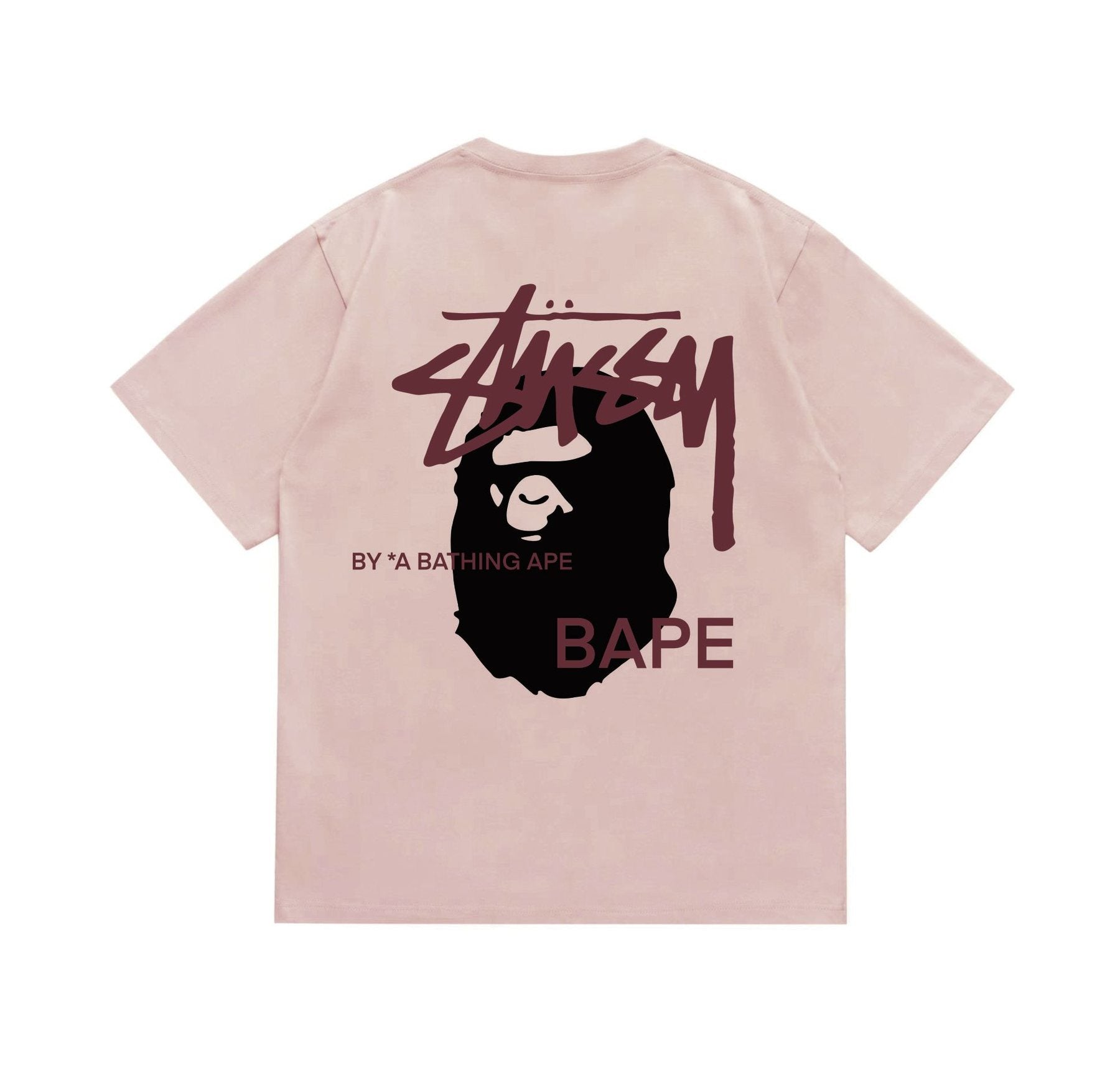 BAPE Burgundy Ape Wordmark Graphic T-Shirt — back