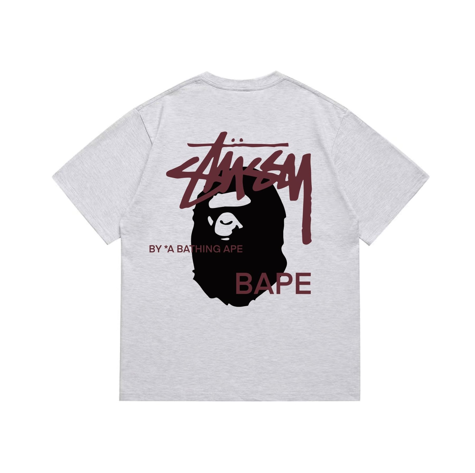 BAPE Burgundy Ape Wordmark Graphic T-Shirt — back