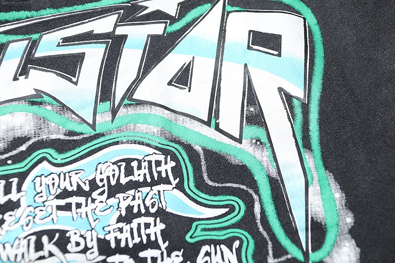 Hellstar Washed Black Graphic Short-Sleeve T-Shirt — detail