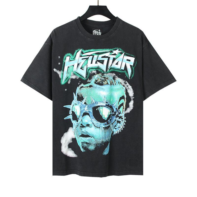 Hellstar Washed Black Graphic Short-Sleeve T-Shirt — hero