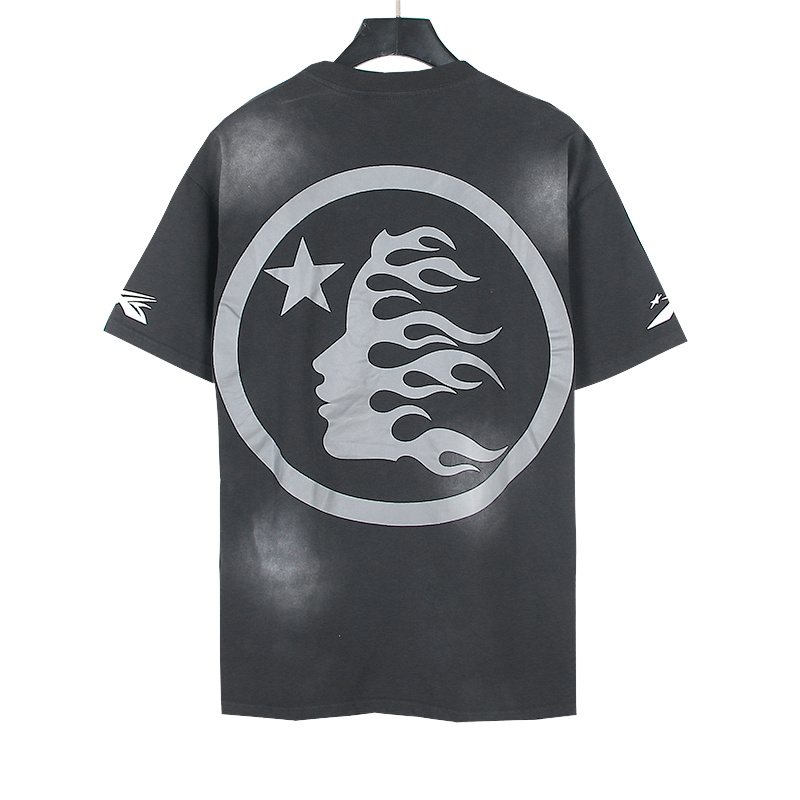 Hellstar Distressed Star & Flame Graphic T-Shirt — back