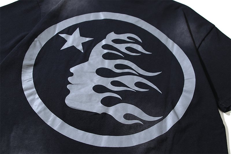 Hellstar Distressed Star & Flame Graphic T-Shirt — detail
