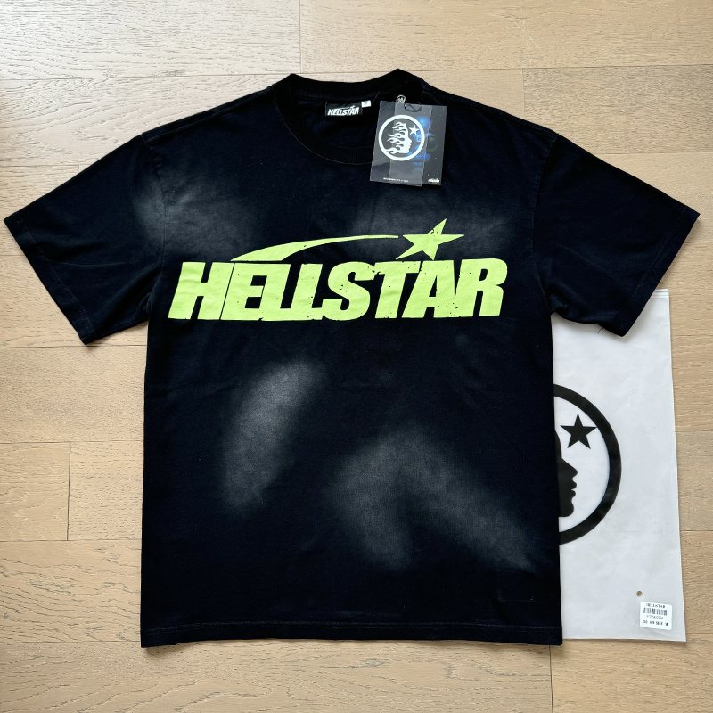 Hellstar Lime Green Flame Graphic T-Shirt — context
