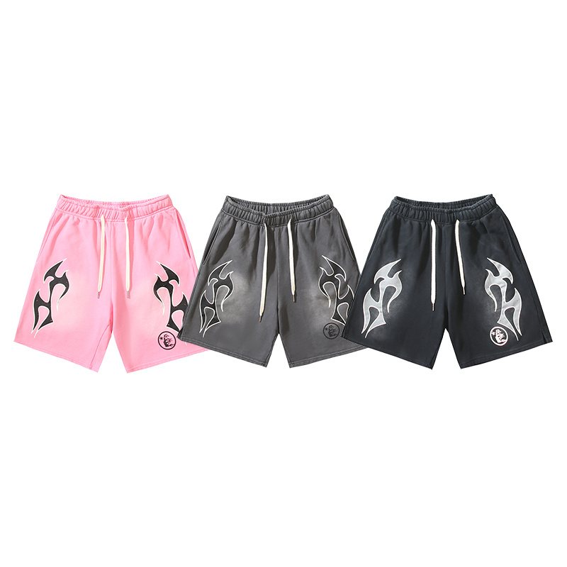 Hellstar Washed Flame Graphic Shorts — comparison
