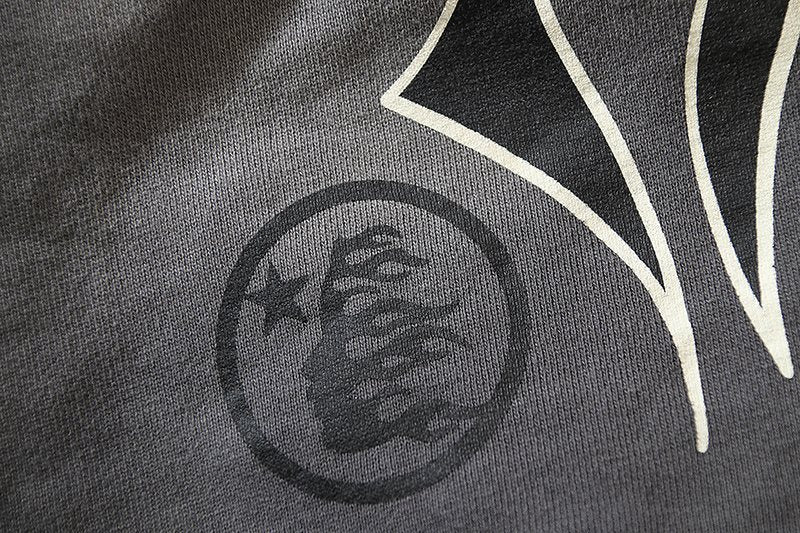 Hellstar Washed Flame Graphic Shorts — fabric_closeup