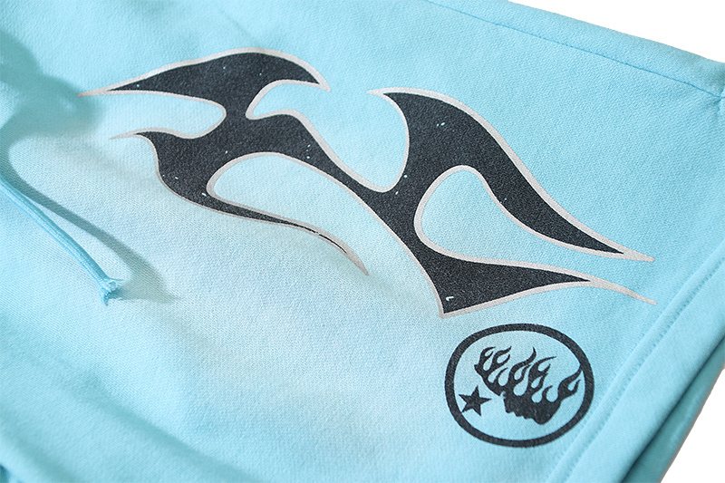 Hellstar Light Blue Washed Graphic Shorts — detail