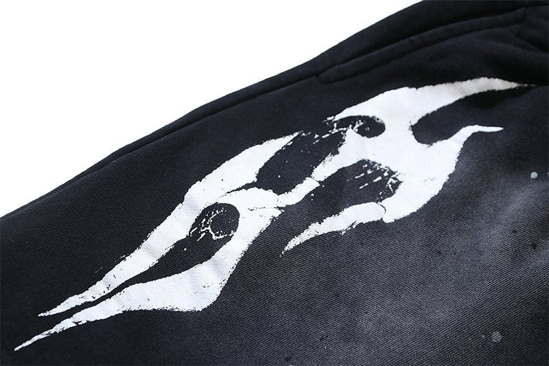 Hellstar Washed Speckled Graphic Shorts — detail