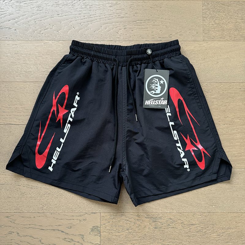 Hellstar Red & White Graphic Drawstring Shorts — front