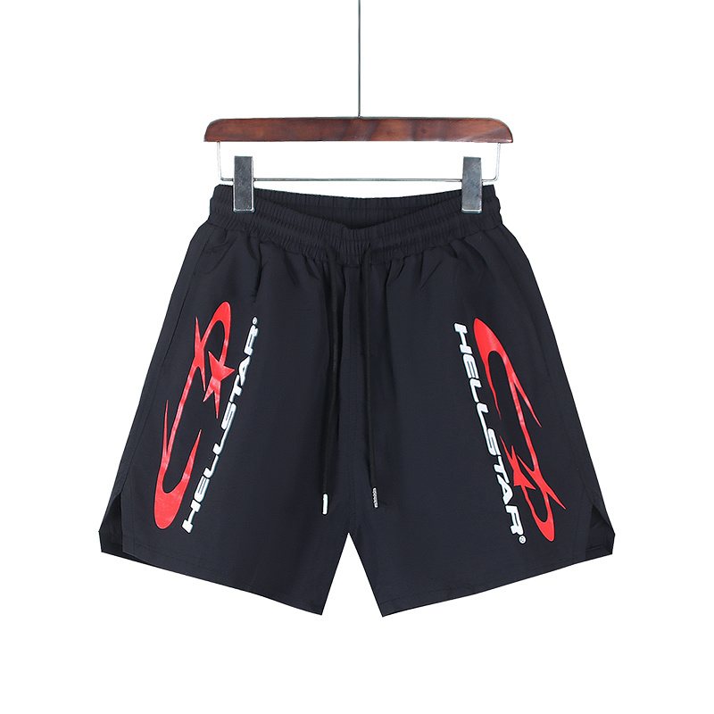 Hellstar Red & White Graphic Drawstring Shorts — front