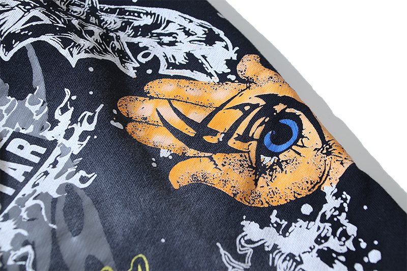 Hellstar Records Splatter Graphic Shorts — fabric_closeup