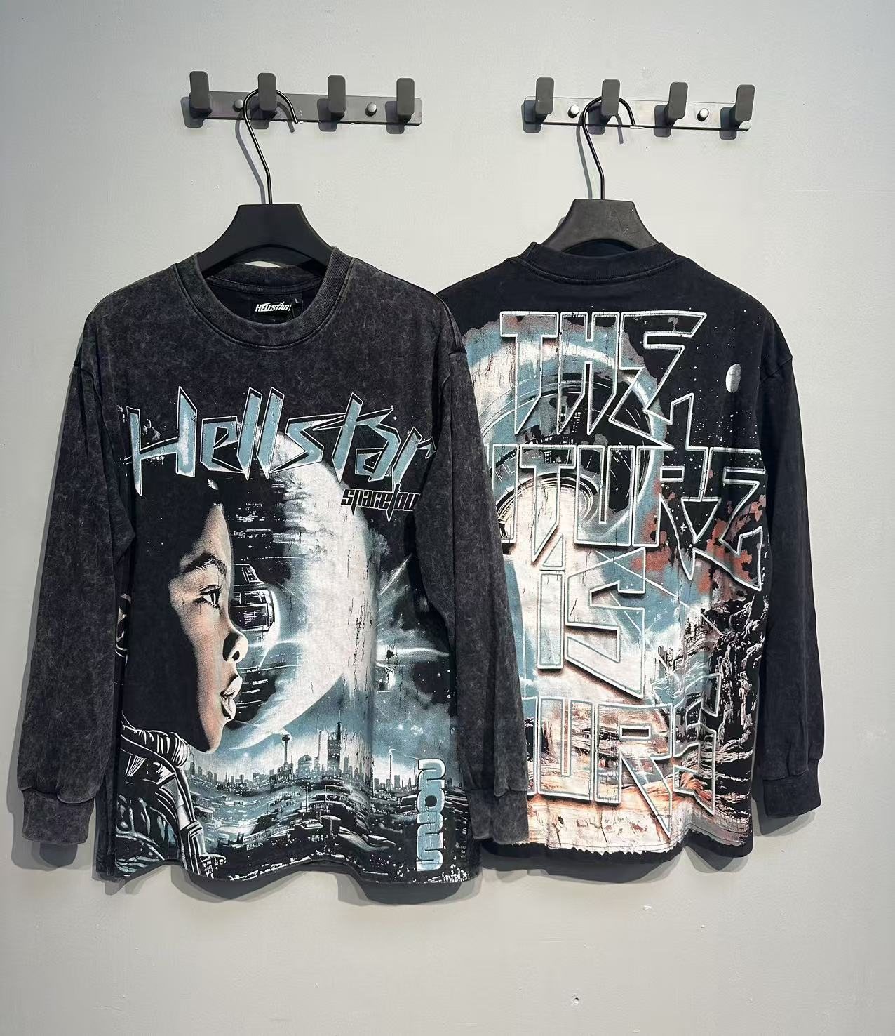Hellstar The Future Is Yours Acid Wash Long-Sleeve T-Shirt — context