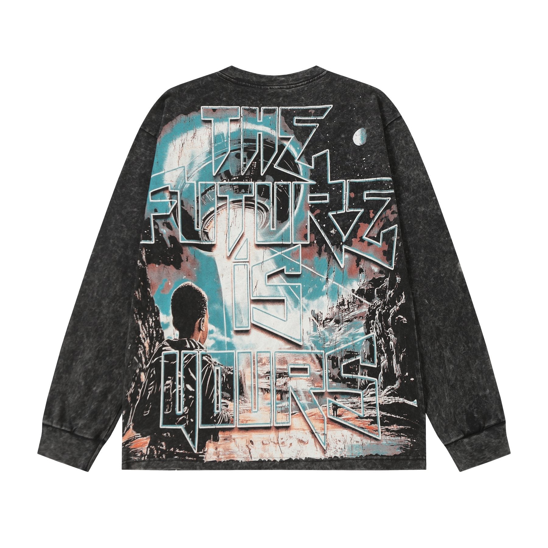 Hellstar The Future Is Yours Acid Wash Long-Sleeve T-Shirt — back
