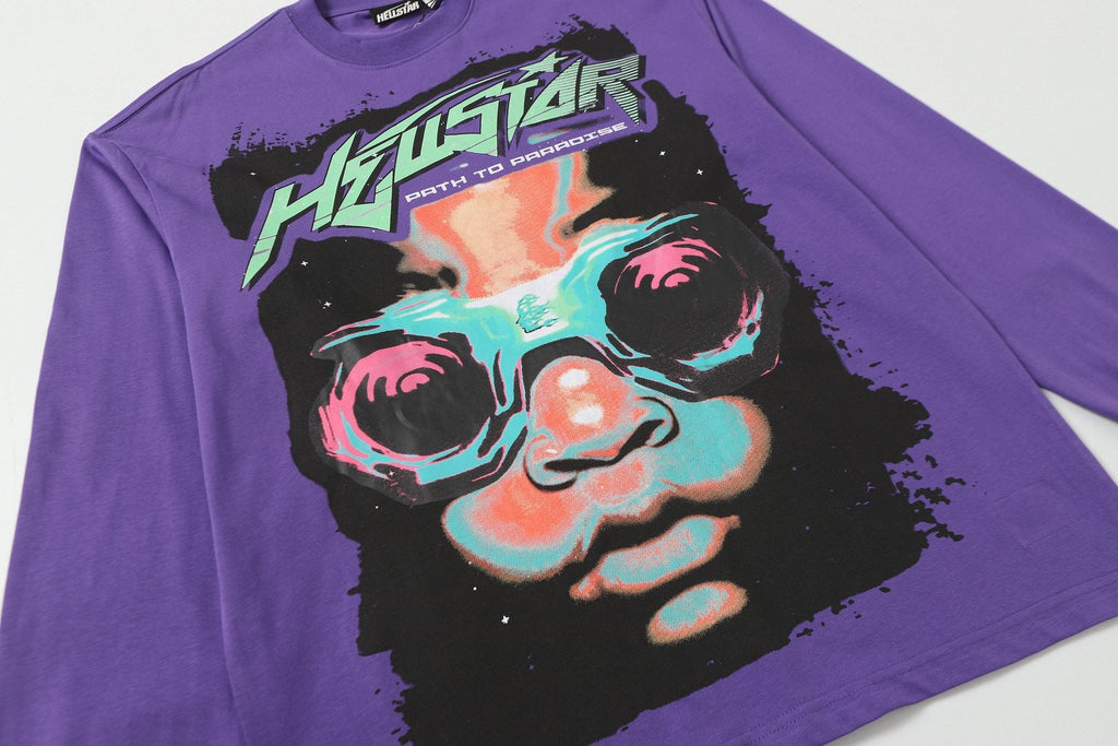 Hellstar Path to Paradise Purple Long-Sleeve T-Shirt — detail