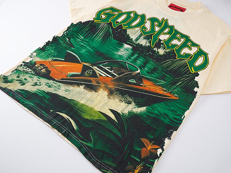Godspeed Cream Boat Graphic Short-Sleeve T-Shirt — detail