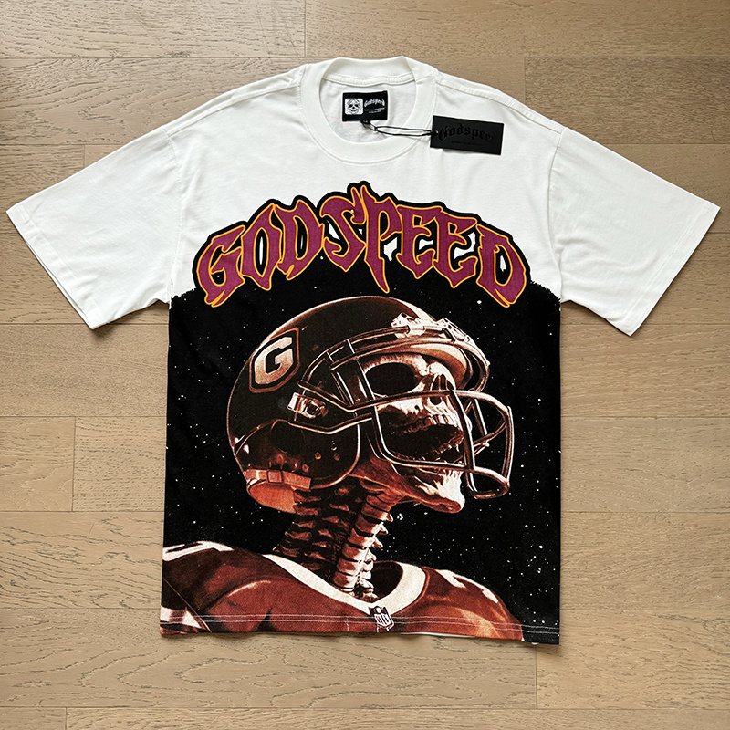 Godspeed Football Skeleton Graphic T-Shirt — front