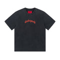Godspeed Washed Black Skull Floral Graphic T-Shirt — front