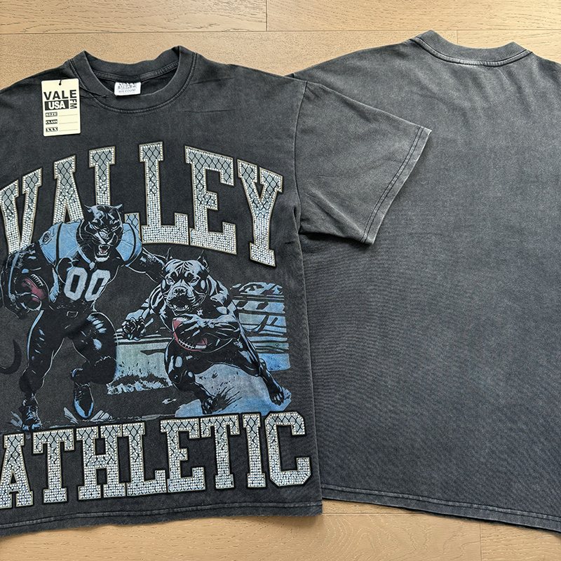 VALE USA Athletic Rhinestone Graphic T-Shirt — context