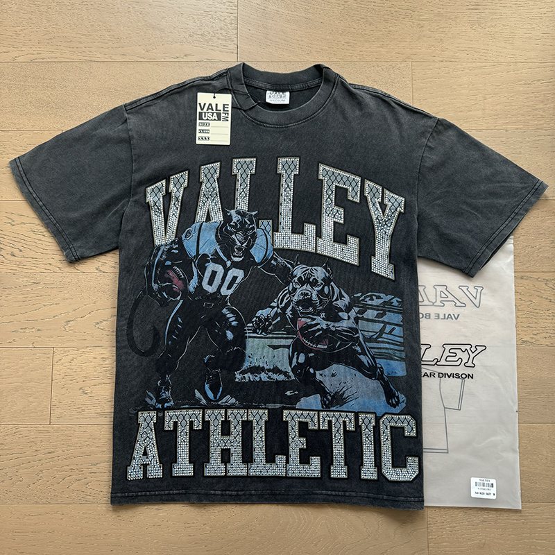 VALE USA Athletic Rhinestone Graphic T-Shirt — context