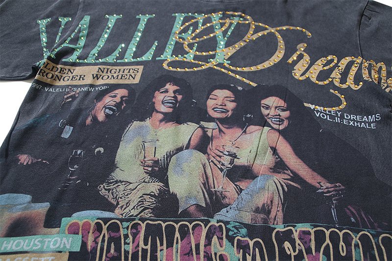 VALE USA Waiting to Exhale Rhinestone Graphic T-Shirt — detail