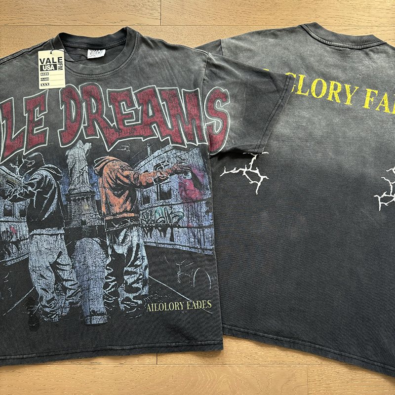 VALE USA All Glory Fades Washed Black Graphic T-Shirt — context