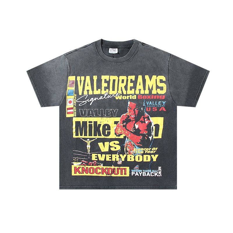 VALE USA Washed Black Boxing Graphic T-Shirt — hero