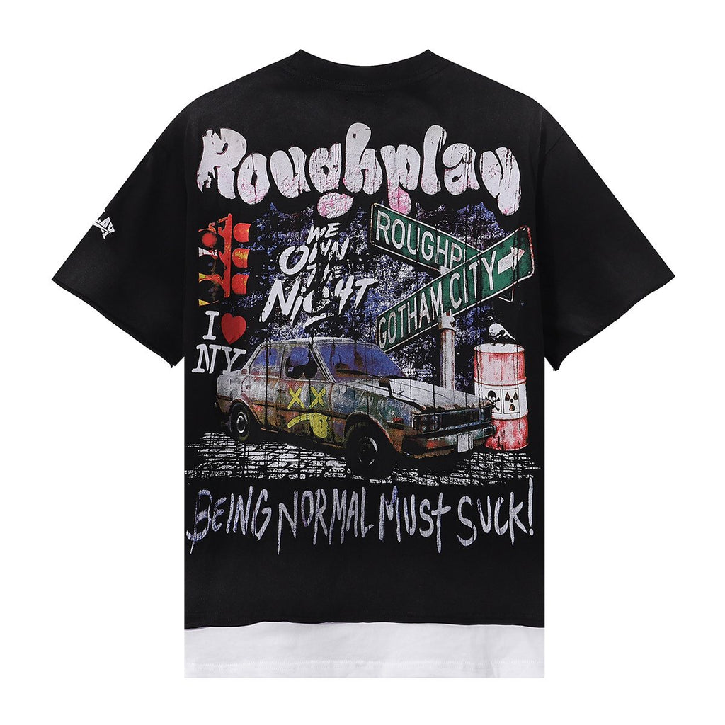 Rough Play Pink Police Car Rhinestone Short-Sleeve T-Shirt — back