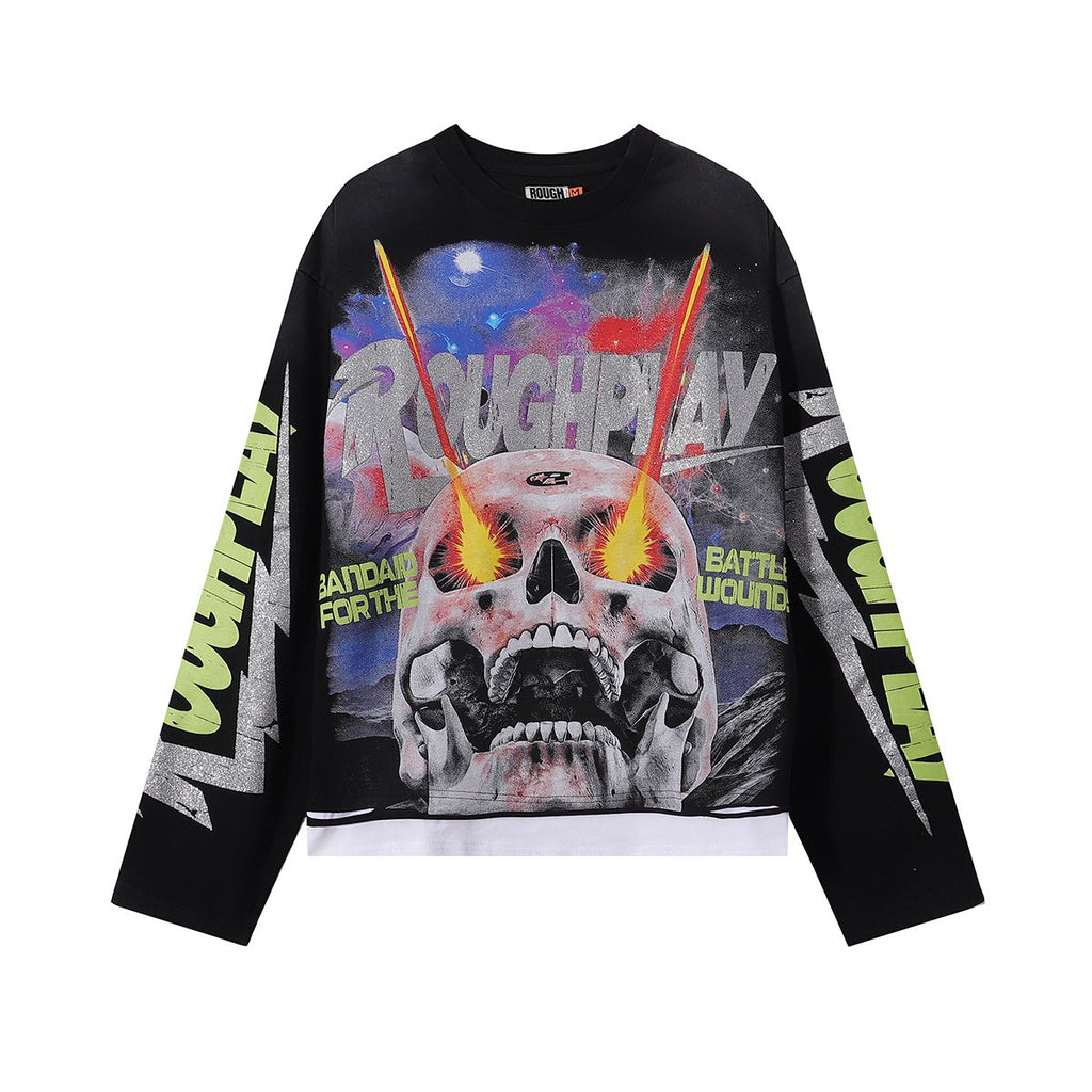 Rough Play Power Skull Long-Sleeve T-Shirt — front