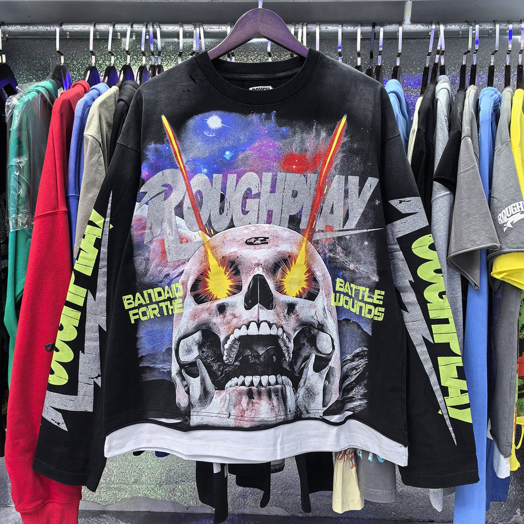 Rough Play Power Skull Long-Sleeve T-Shirt — context