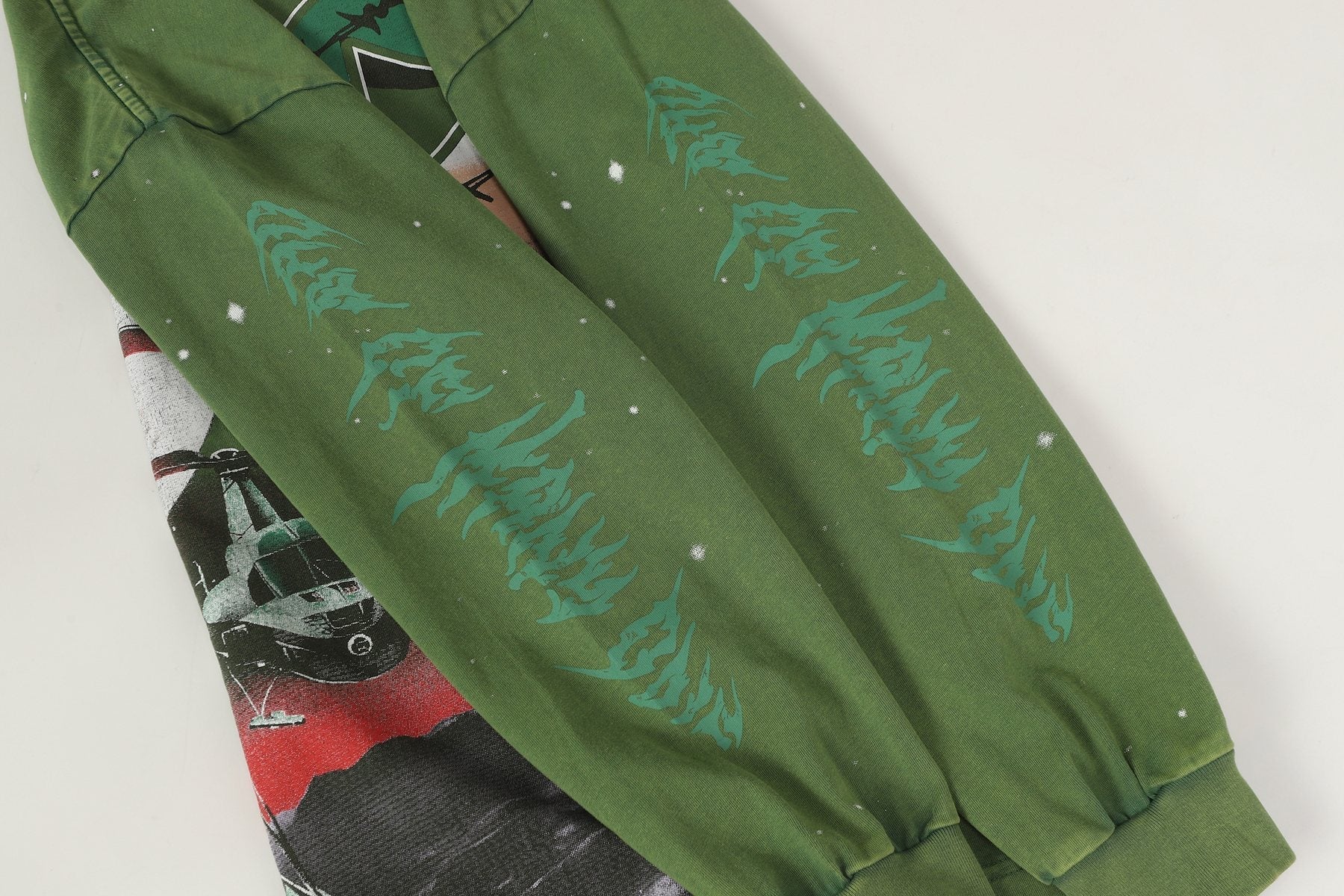 Godspeed Washed Olive Aircraft Graphic Long-Sleeve T-Shirt — detail