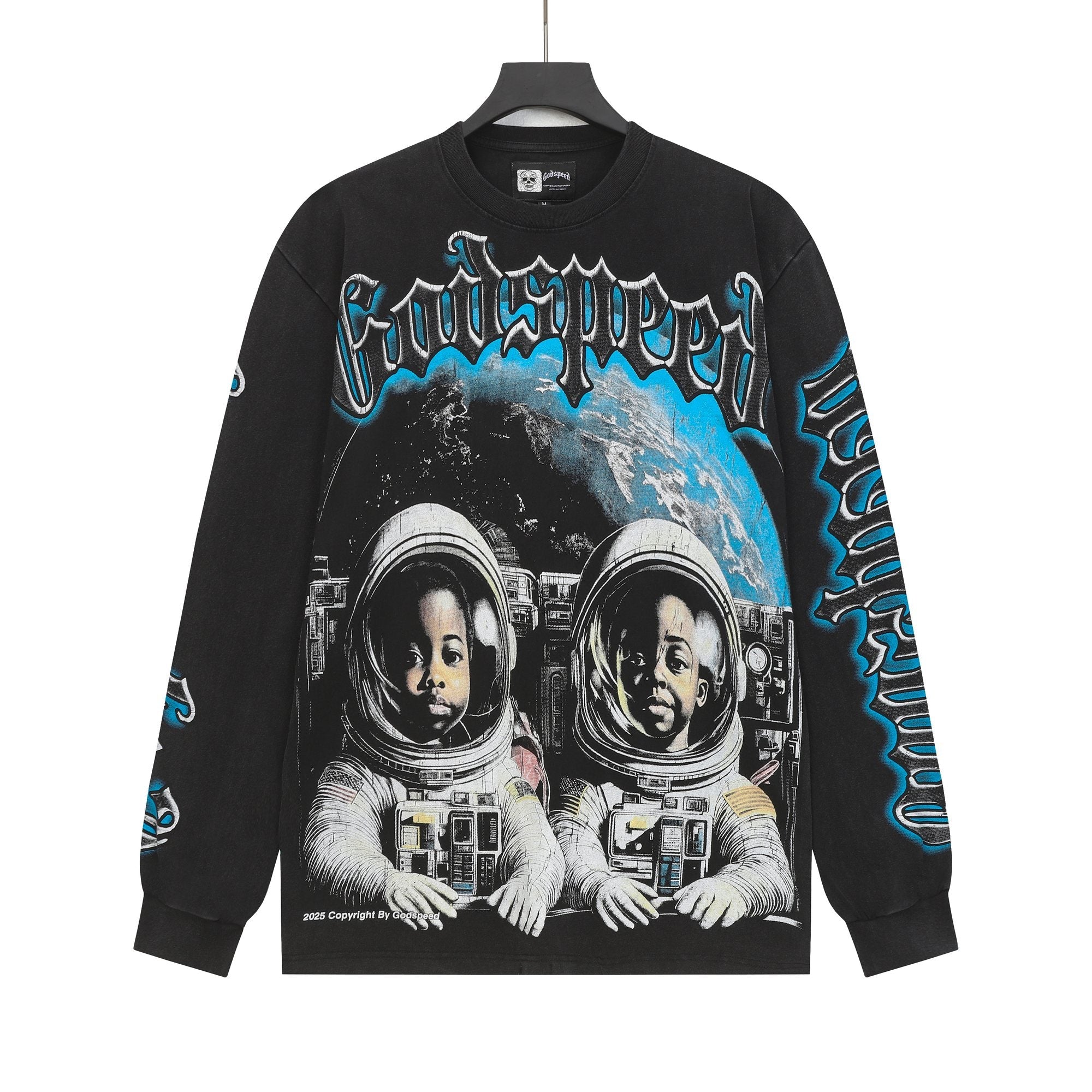 Godspeed Washed Black Graphic Long-Sleeve T-Shirt — hero