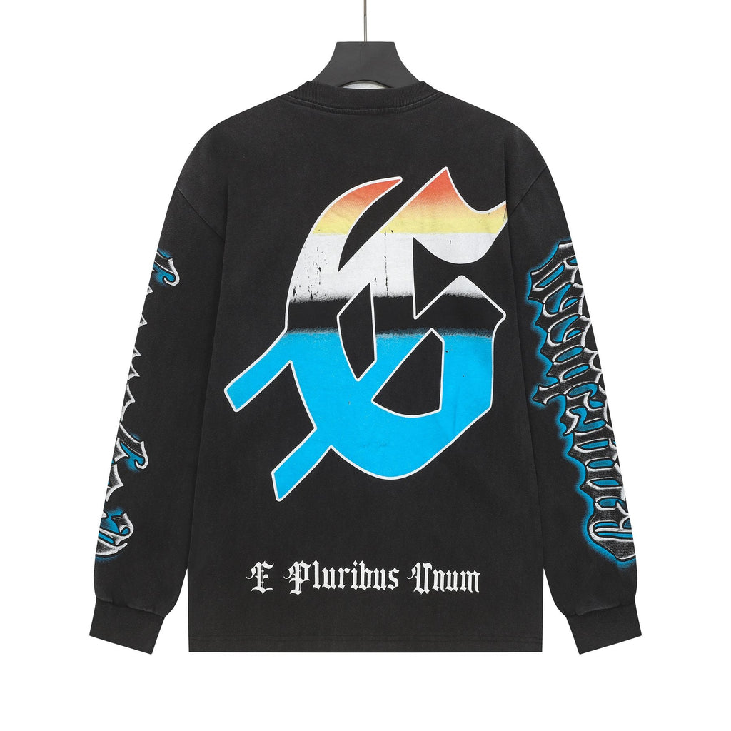 Godspeed Washed Black Graphic Long-Sleeve T-Shirt — back