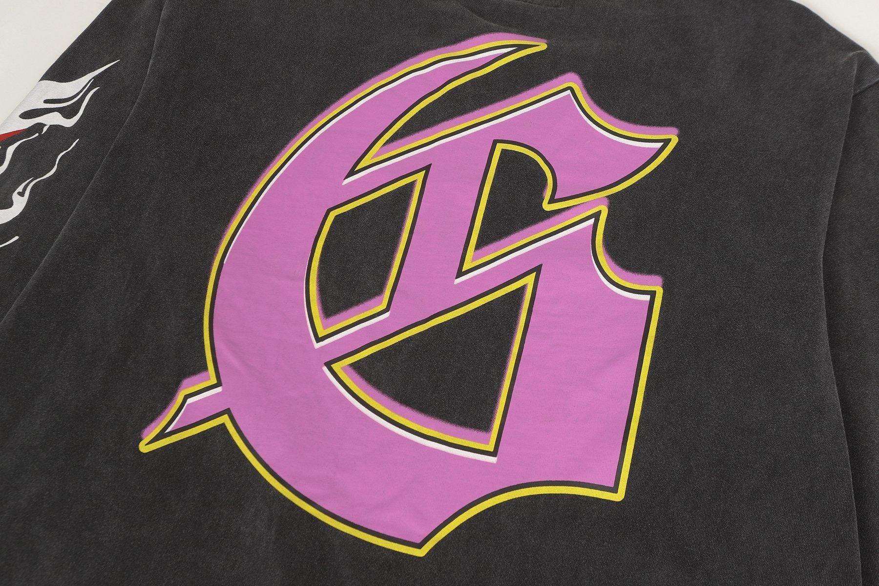 Godspeed Skeleton Graphic Washed Black Long-Sleeve T-Shirt — detail