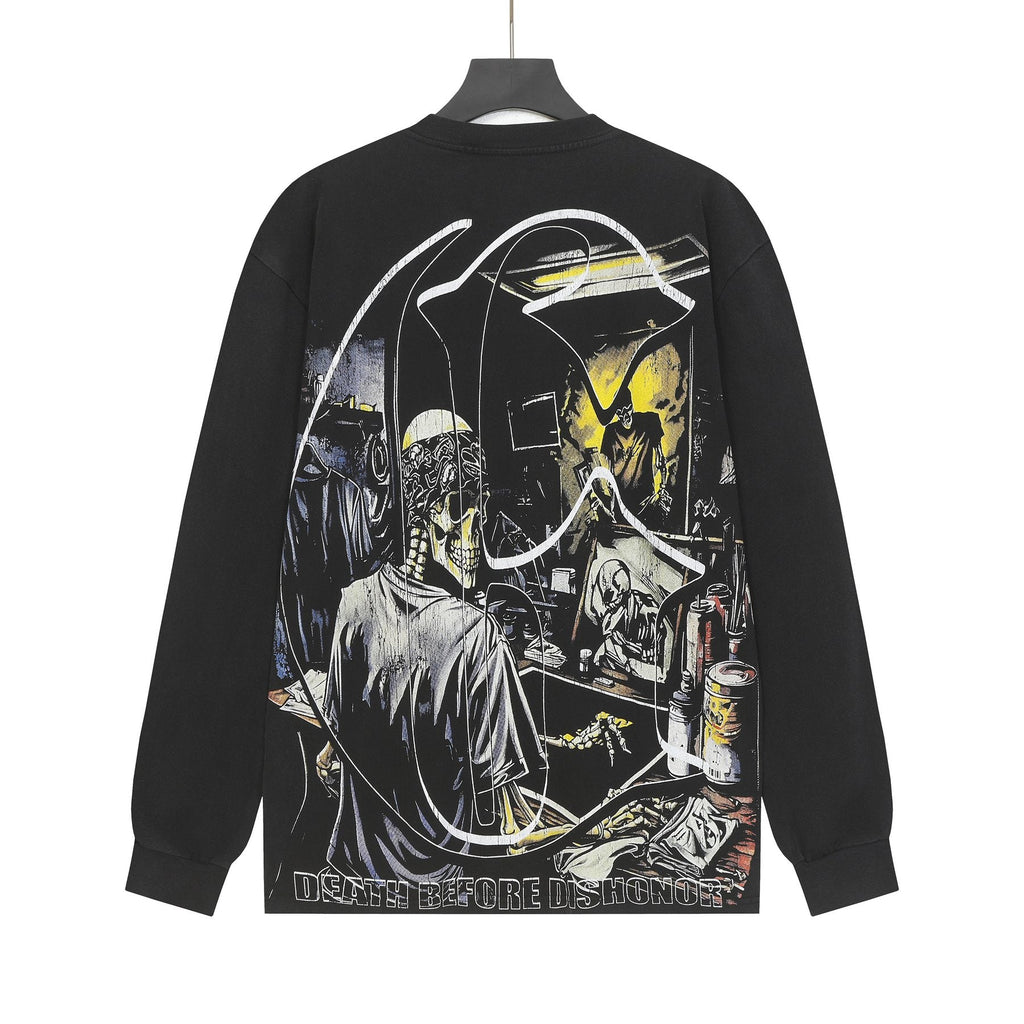 Godspeed Washed Black Rock Graphic Long-Sleeve T-Shirt — back