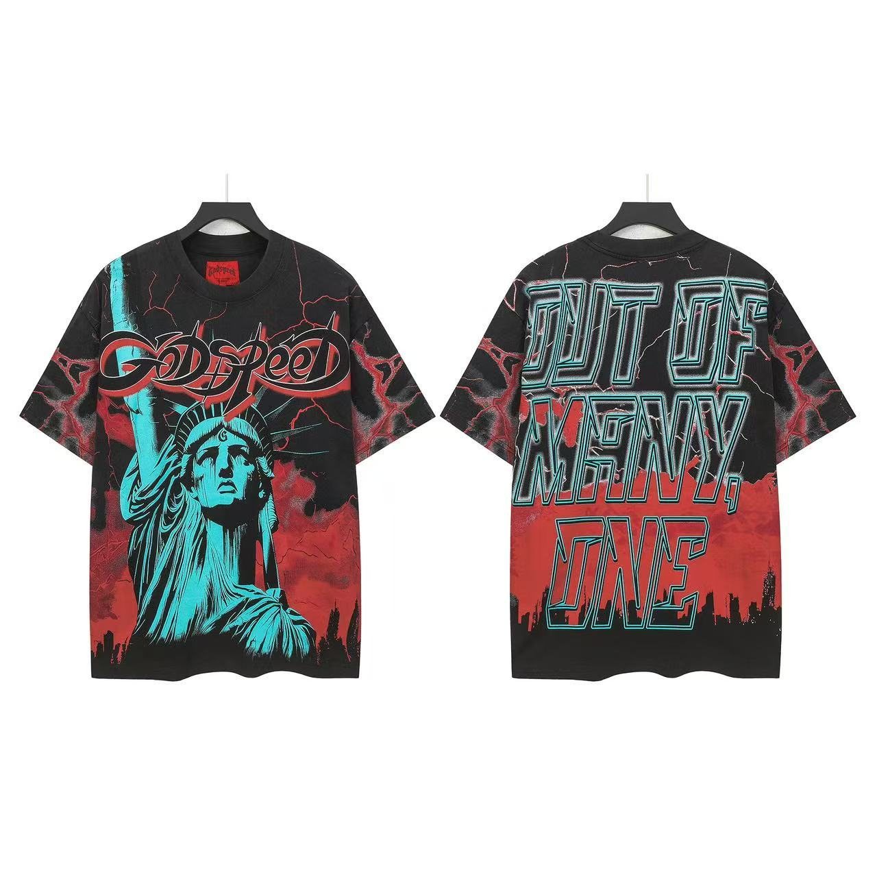 Godspeed Out Of Many One Statue of Liberty T-Shirt — front