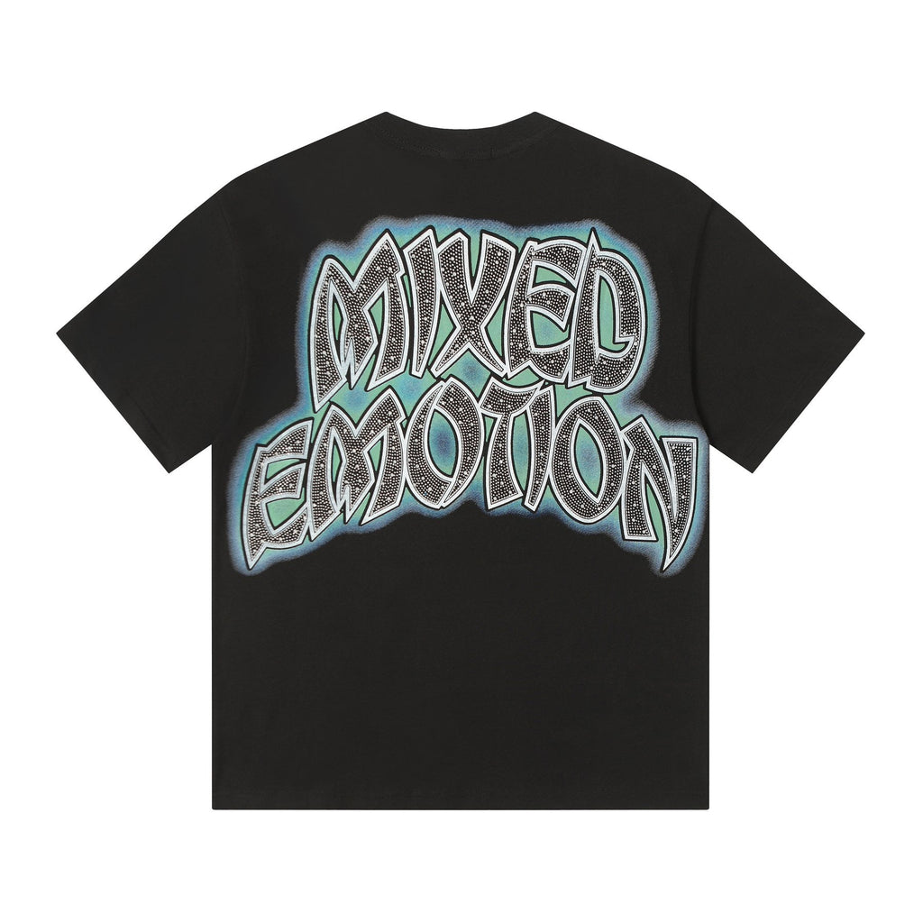 MIXED EMOTION Rhinestone Graphic T-Shirt — back
