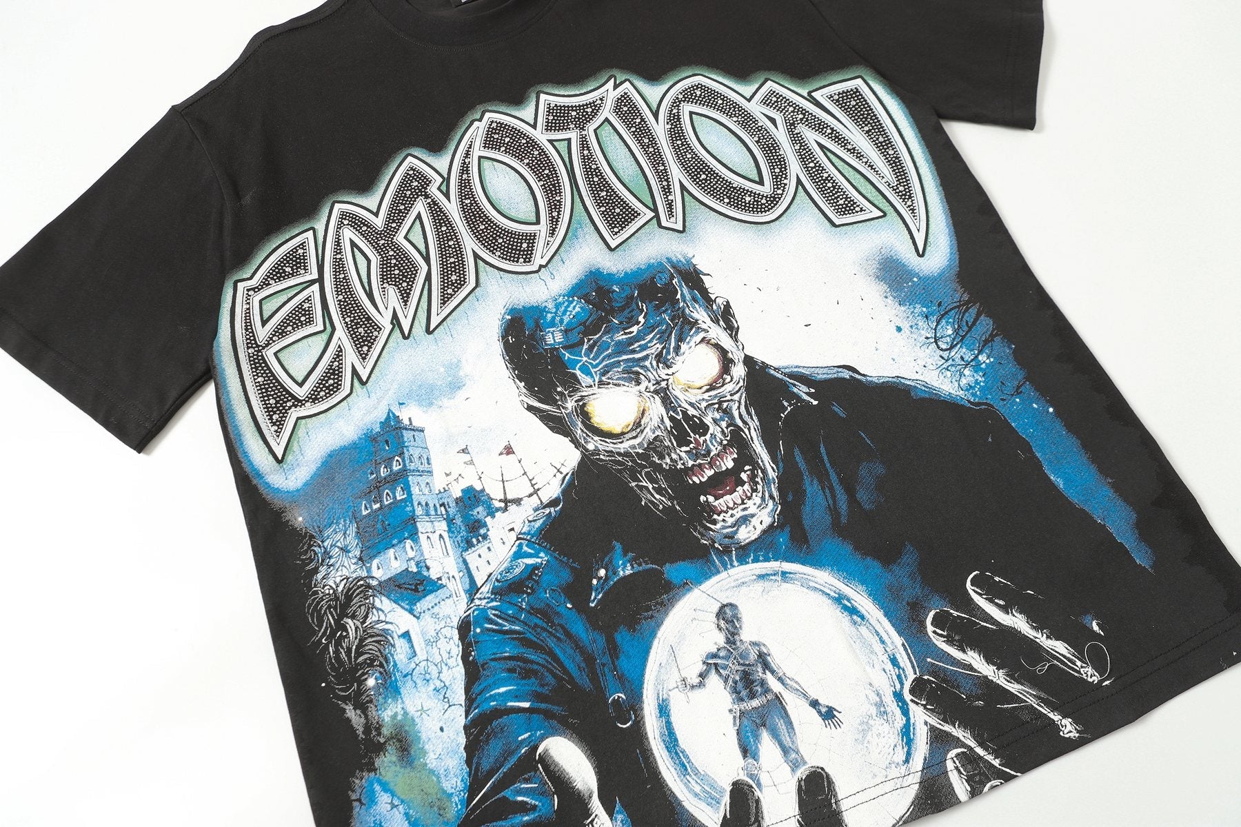 MIXED EMOTION Rhinestone Graphic T-Shirt — detail