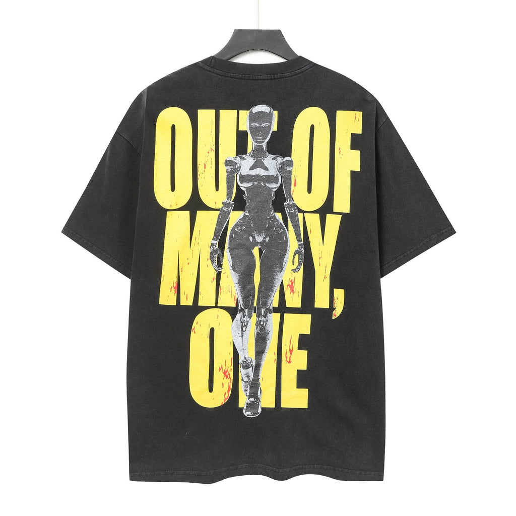 Godspeed Out of Many One Washed Black Graphic T-Shirt — back