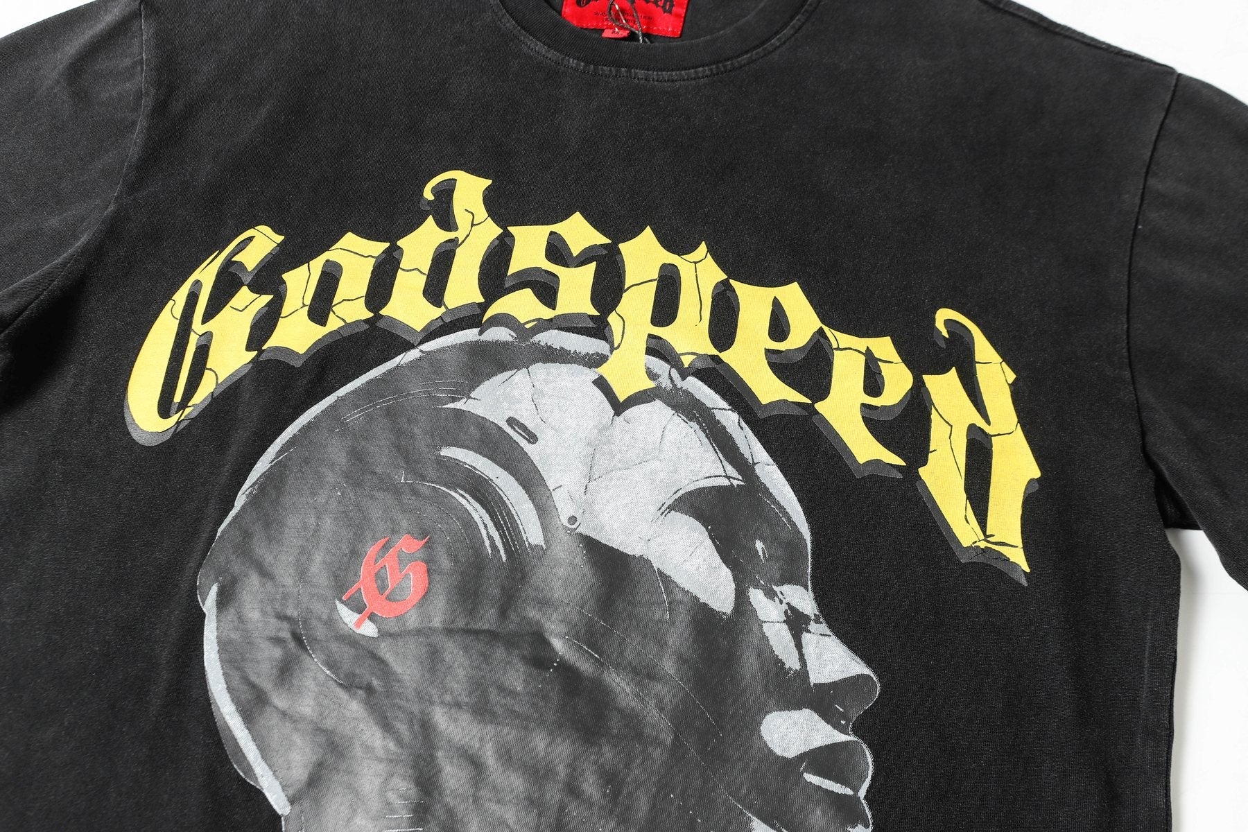 Godspeed Out of Many One Washed Black Graphic T-Shirt — detail