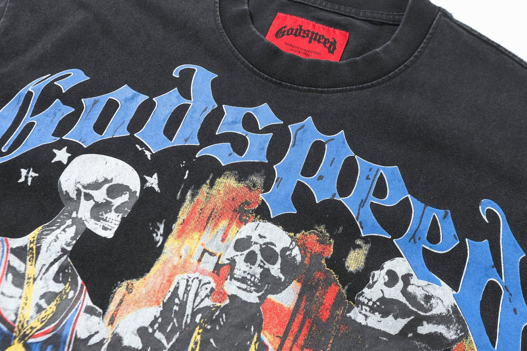 Godspeed Washed Black Rock Graphic T-Shirt — detail