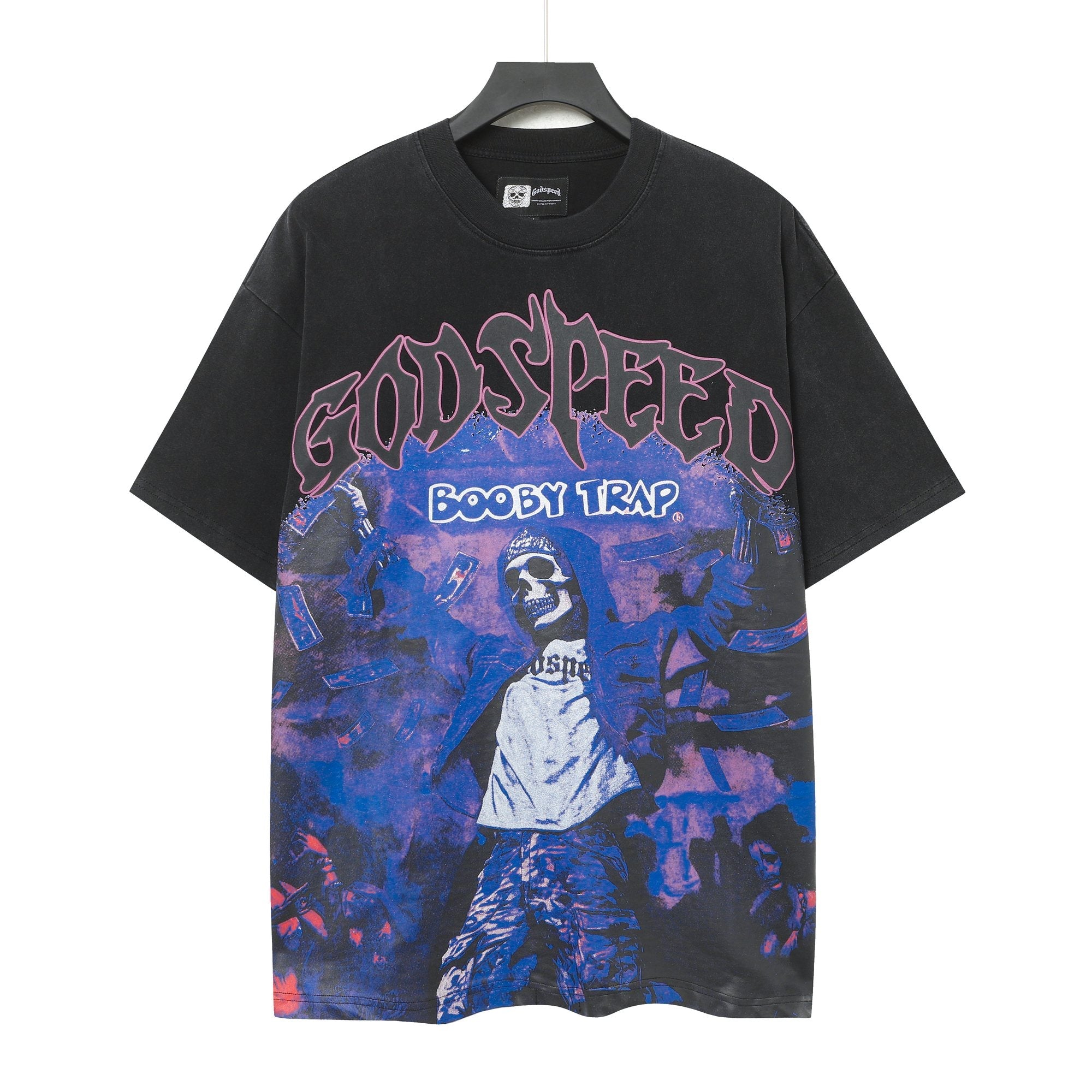 Godspeed Booby Trap Washed Black Graphic T-Shirt — hero
