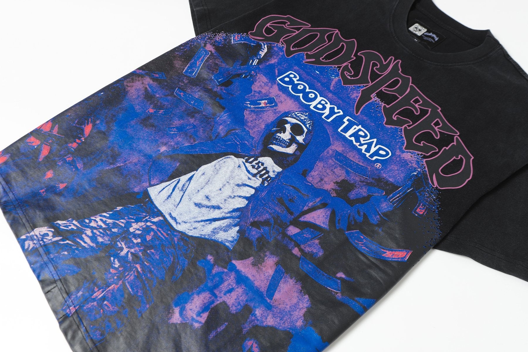Godspeed Booby Trap Washed Black Graphic T-Shirt — detail