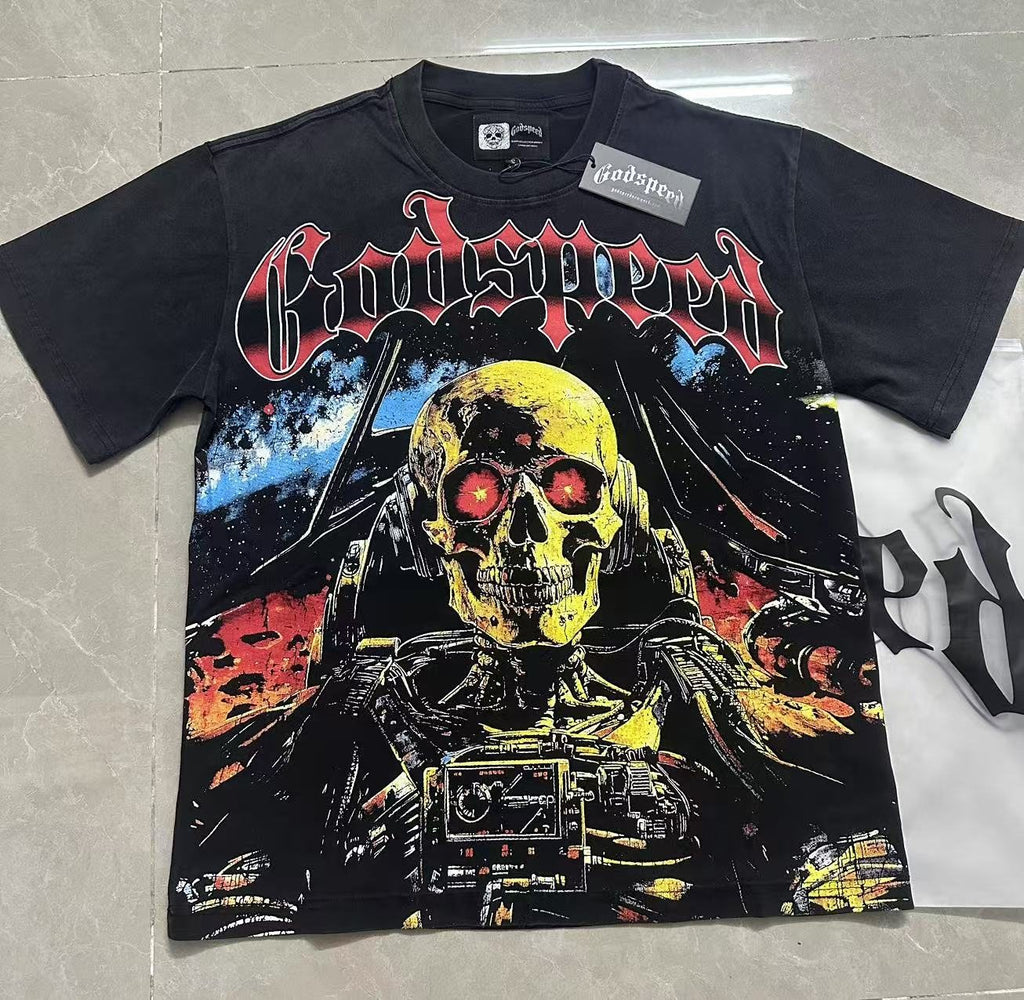 Godspeed Skull & City Back Graphic T-Shirt — context