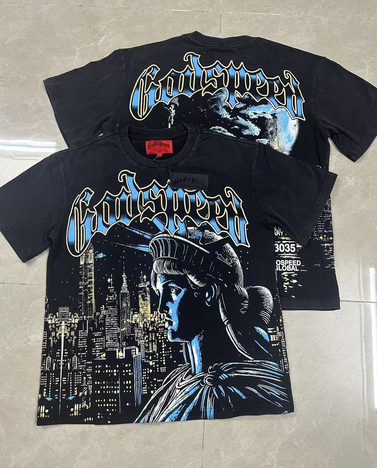 Godspeed Scary Nights Statue of Liberty Graphic T-Shirt — context