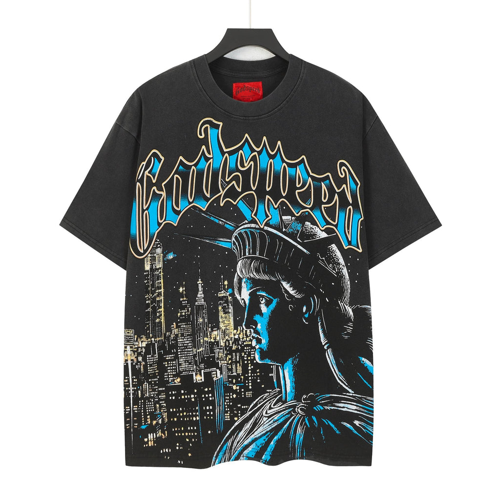 Godspeed Scary Nights Statue of Liberty Graphic T-Shirt — hero
