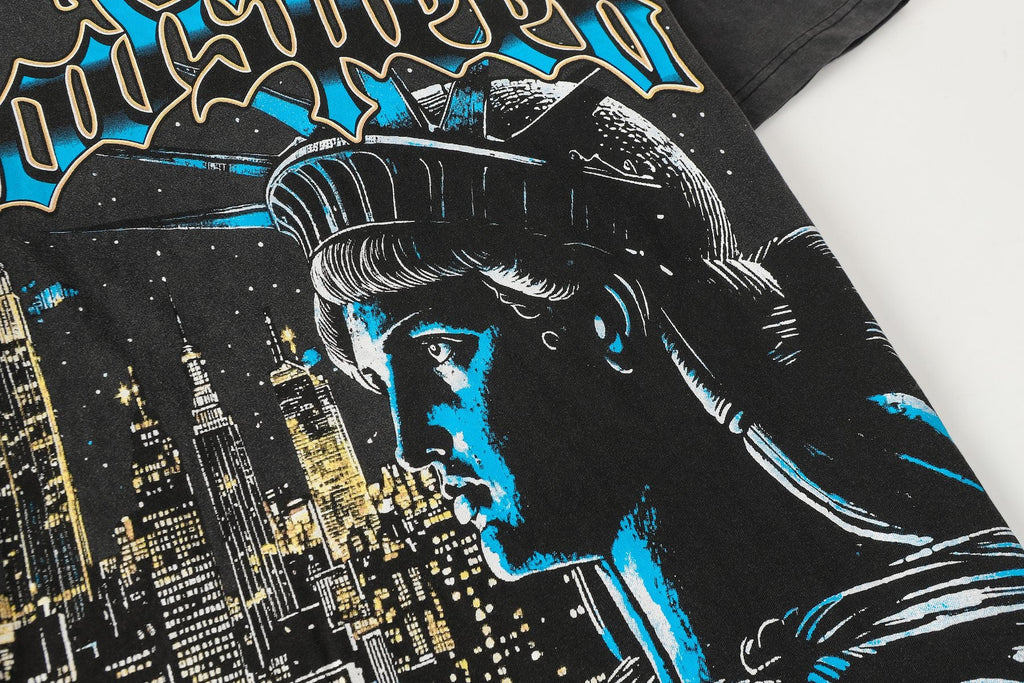 Godspeed Scary Nights Statue of Liberty Graphic T-Shirt — detail