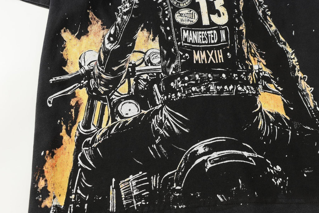 Godspeed Motorcycle Graphic Washed T-Shirt — detail