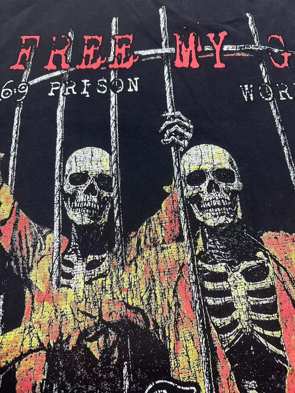 Godspeed Skeleton Prison Graphic T-Shirt — detail