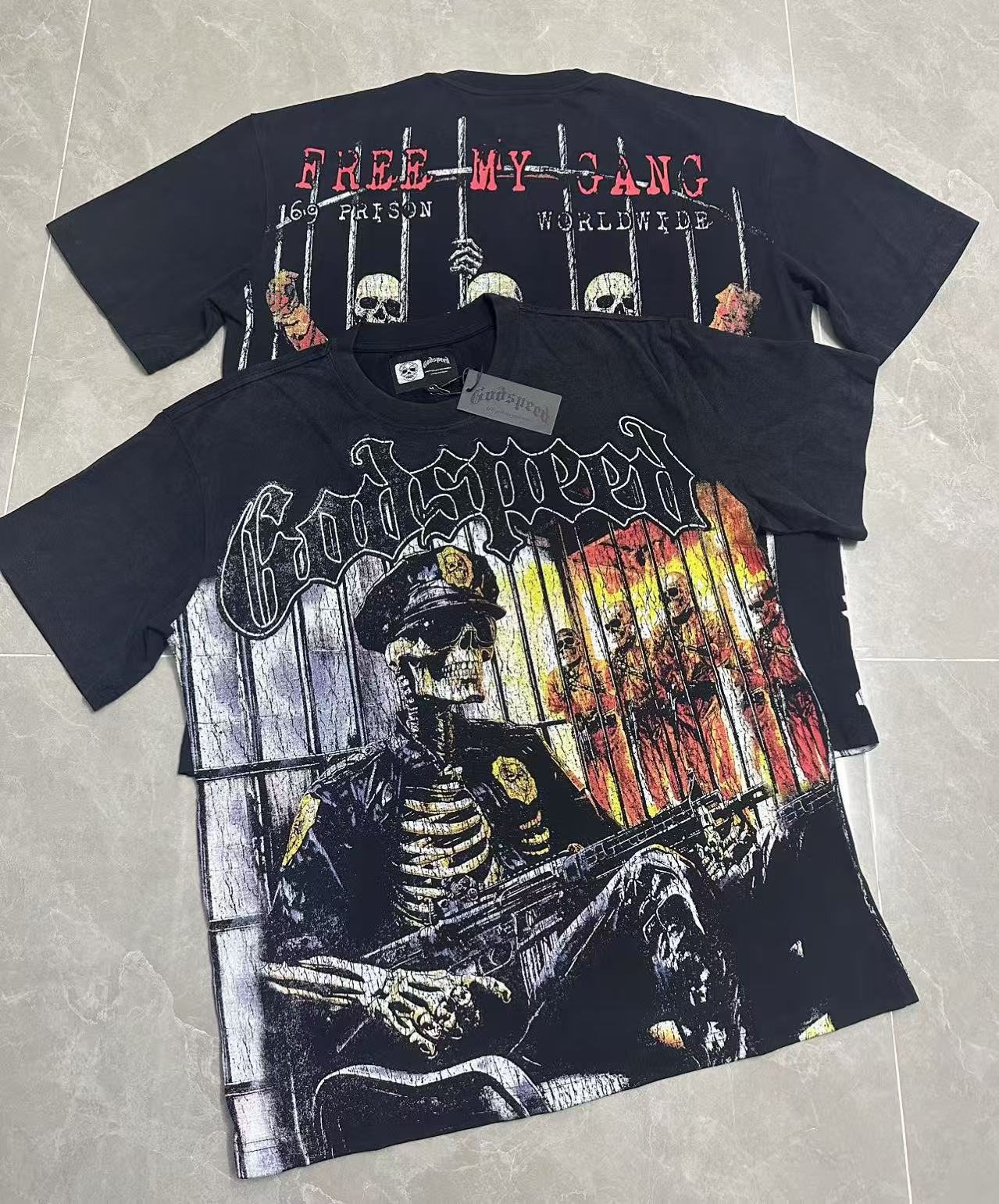 Godspeed Skeleton Prison Graphic T-Shirt — context