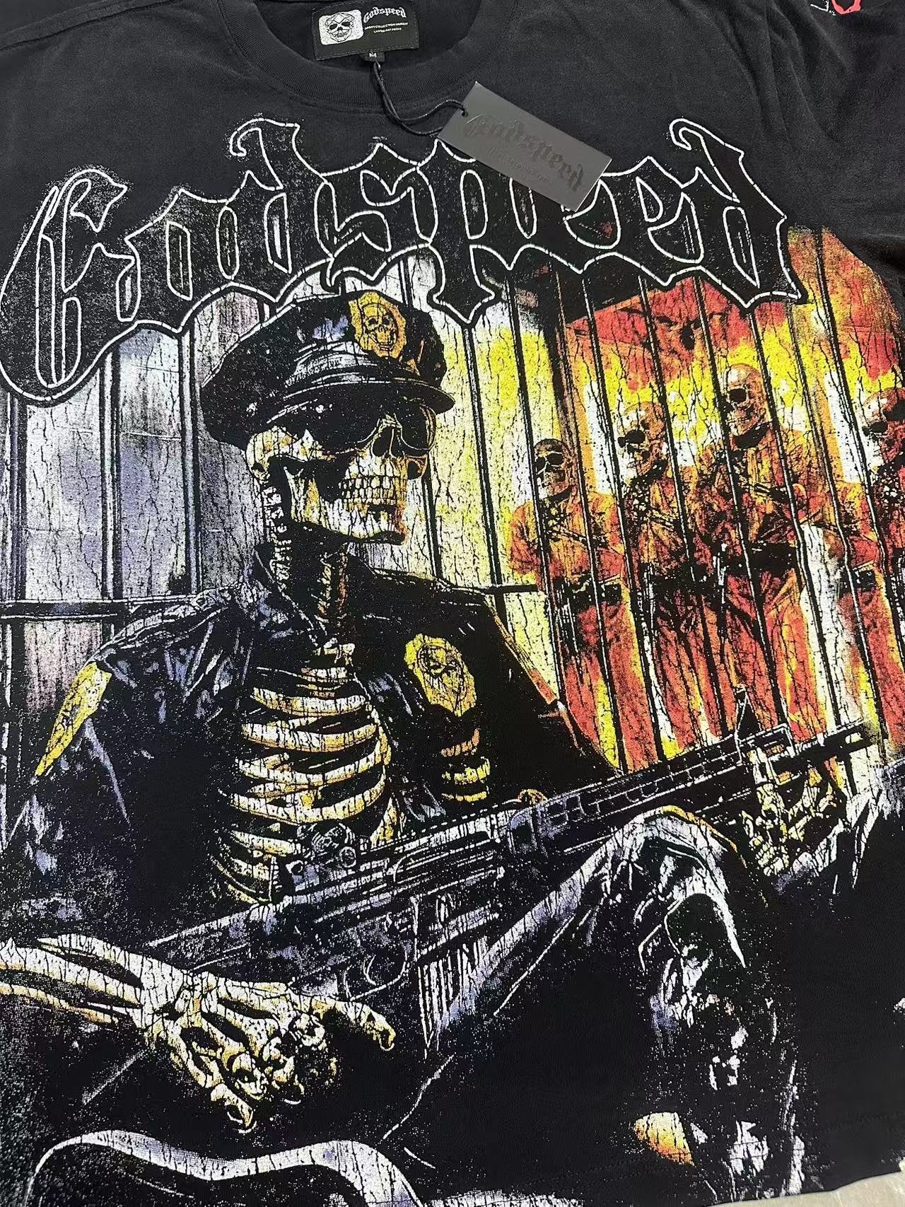 Godspeed Skeleton Prison Graphic T-Shirt — detail