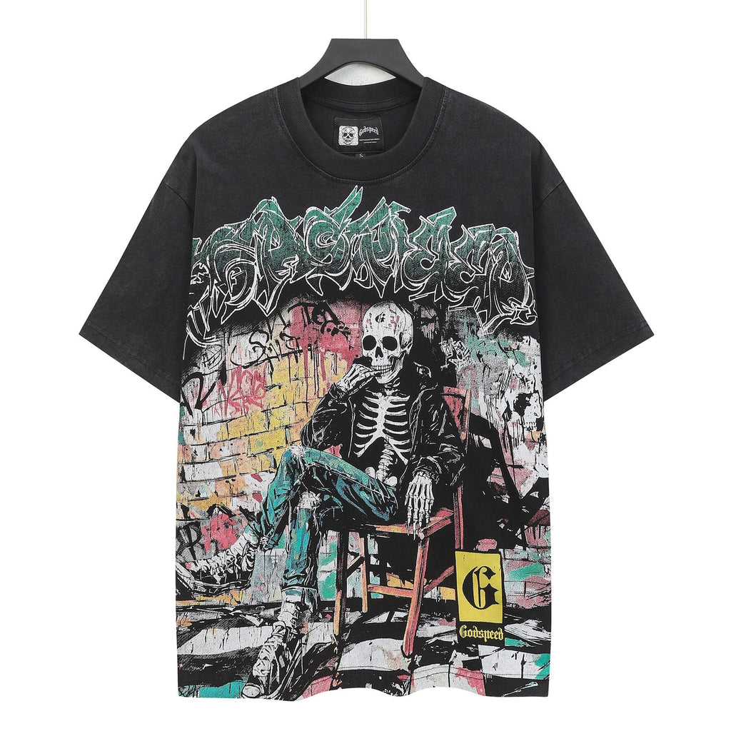 Godspeed Skeleton Graffiti Graphic T-Shirt — hero